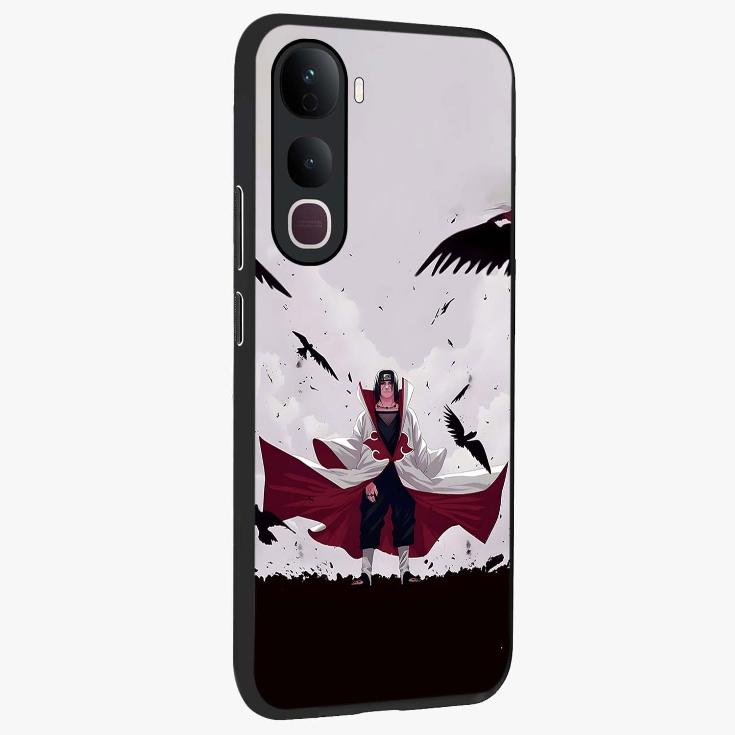 Crimson Crow Ascension Glass Case upright view showcasing dramatic crow artwork with bold gothic theme.