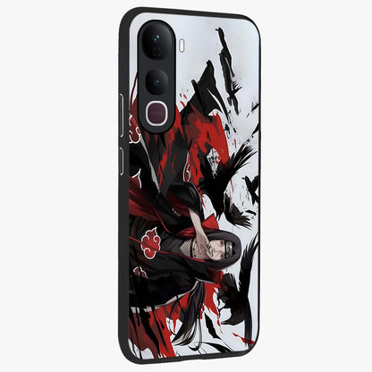 Crimson Crow Illusion Glass Case upright view showcasing striking crow illusion artwork with intense crimson theme.