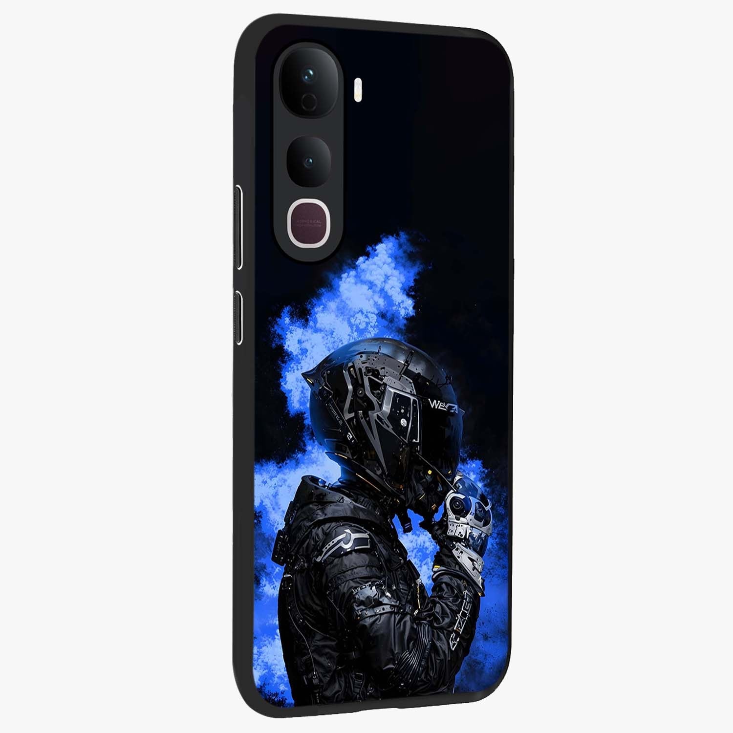 Cyber Sentinel Protocol Glass Case upright view showcasing advanced cyber sentinel artwork with futuristic tech theme.