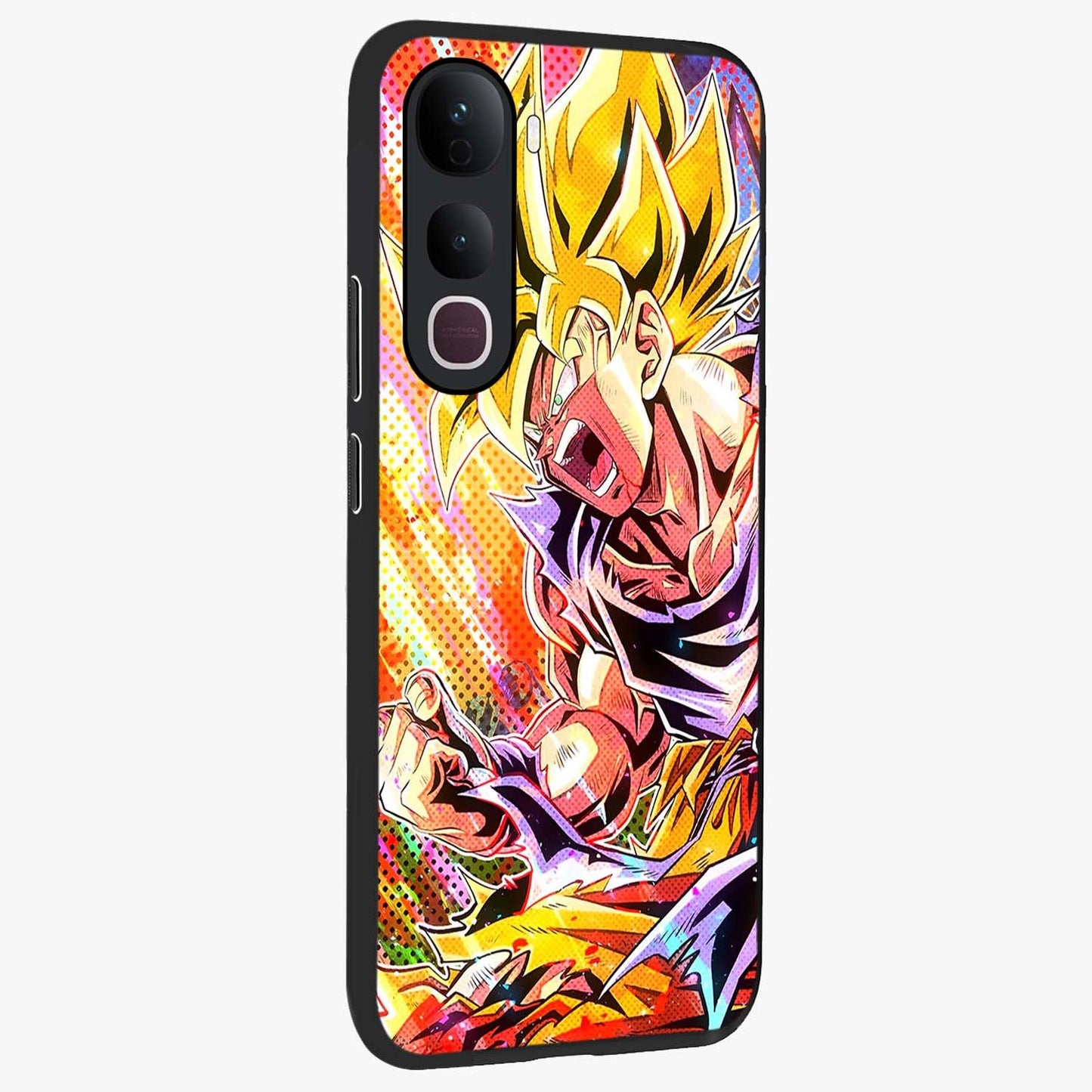 Firing Goku Glass Case upright view showcasing energetic anime artwork with bold warrior theme.