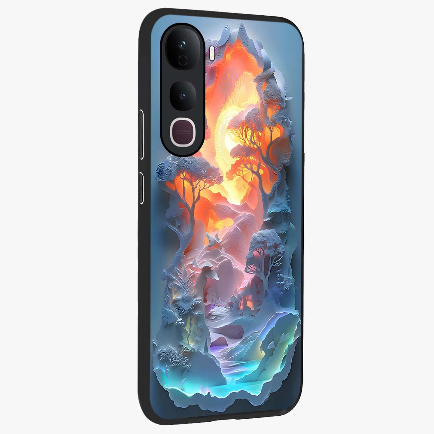 Glow Forest Portal Glass Case upright view showcasing enchanted forest portal artwork with fantasy nature theme.