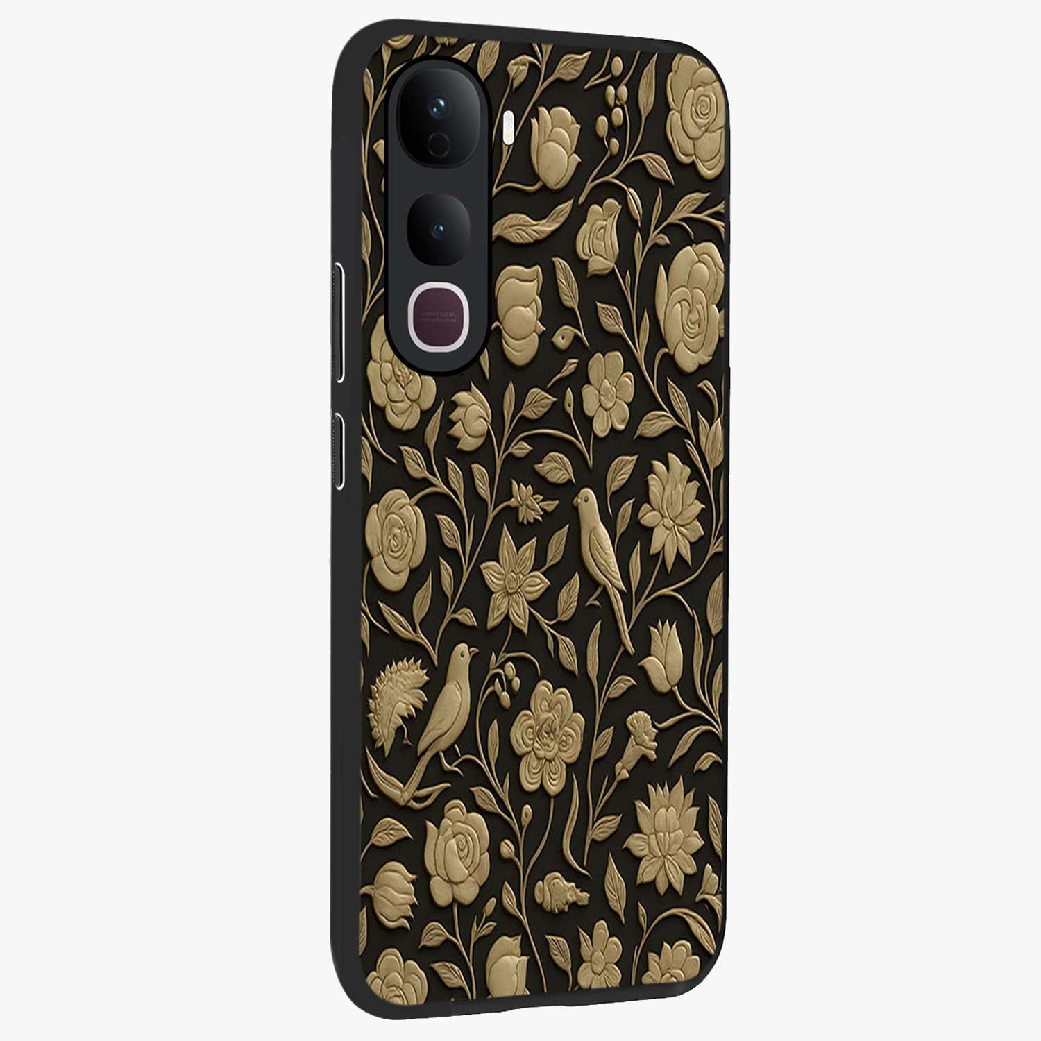 Golden Evil Eye Mandala Glass Case upright view showcasing decorative evil eye mandala artwork with spiritual aesthetic style.