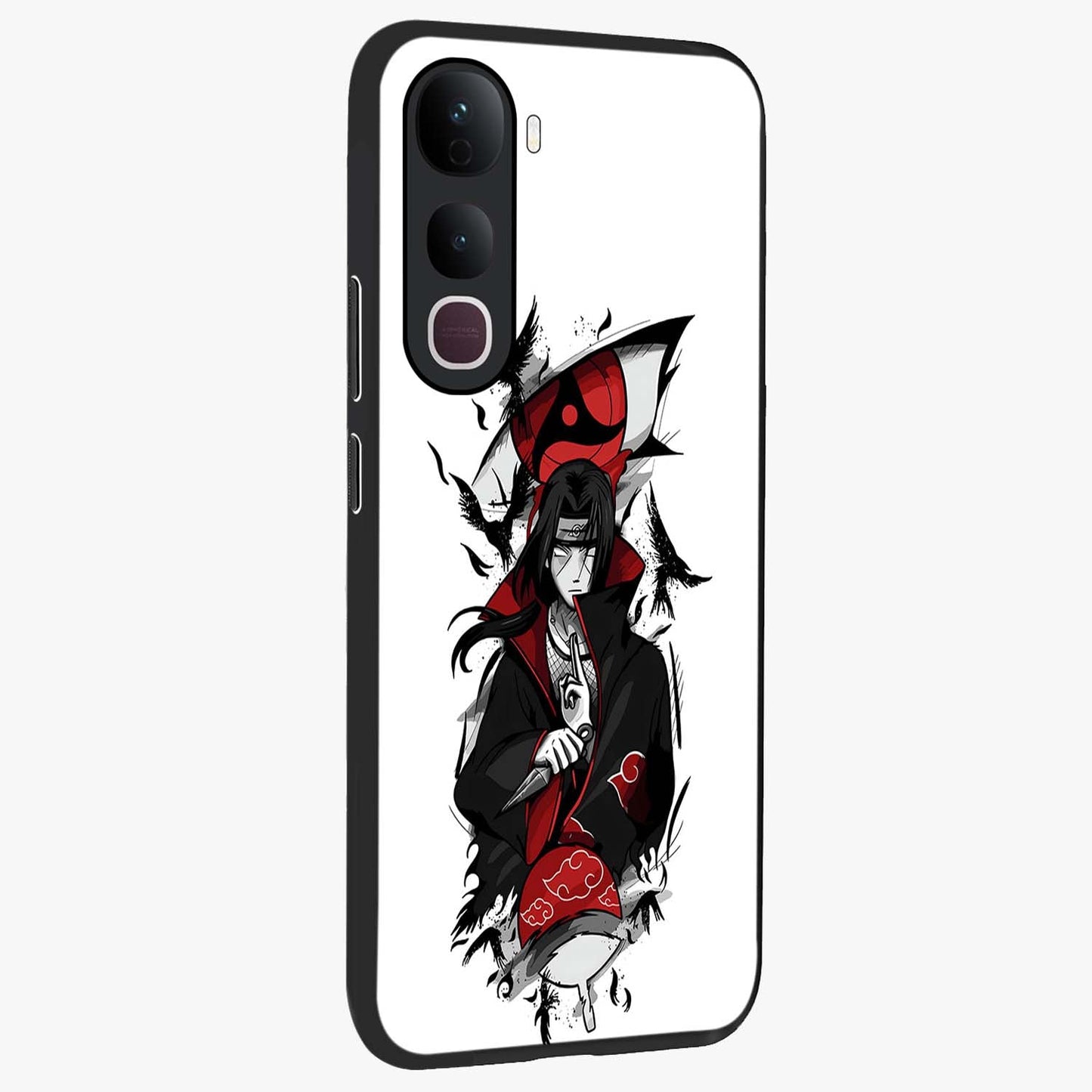 Itachi Limited Edition Naruto Anime Glass Case upright view showcasing intense anime artwork with powerful character theme.