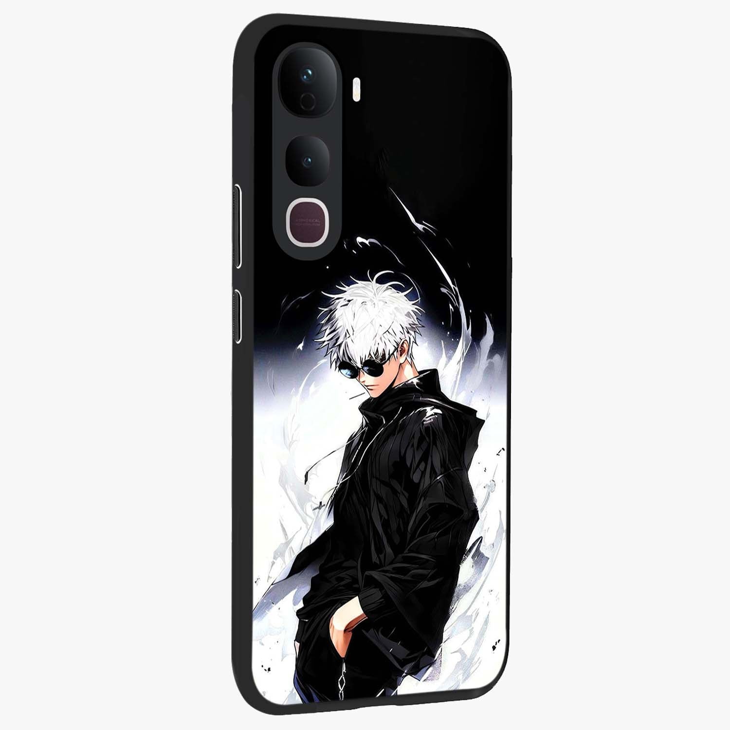 Limitless Shadow King Glass Case upright view showcasing bold shadow warrior artwork with epic fantasy theme.