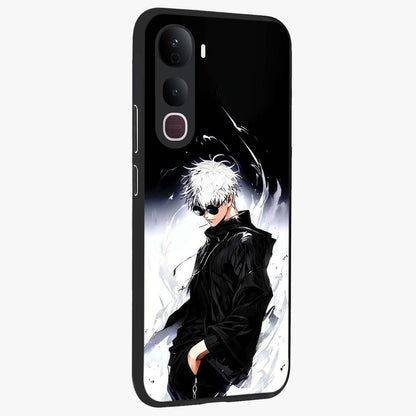 Limitless Shadow King Glass Case upright view showcasing bold shadow warrior artwork with epic fantasy theme.