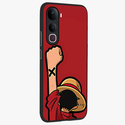 Luffy X Spirit Glass Case upright view showcasing striking anime artwork with adventurous character theme.