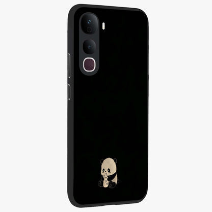 Midnight Panda Love Glass Case upright view showcasing charming panda artwork with playful romantic theme.