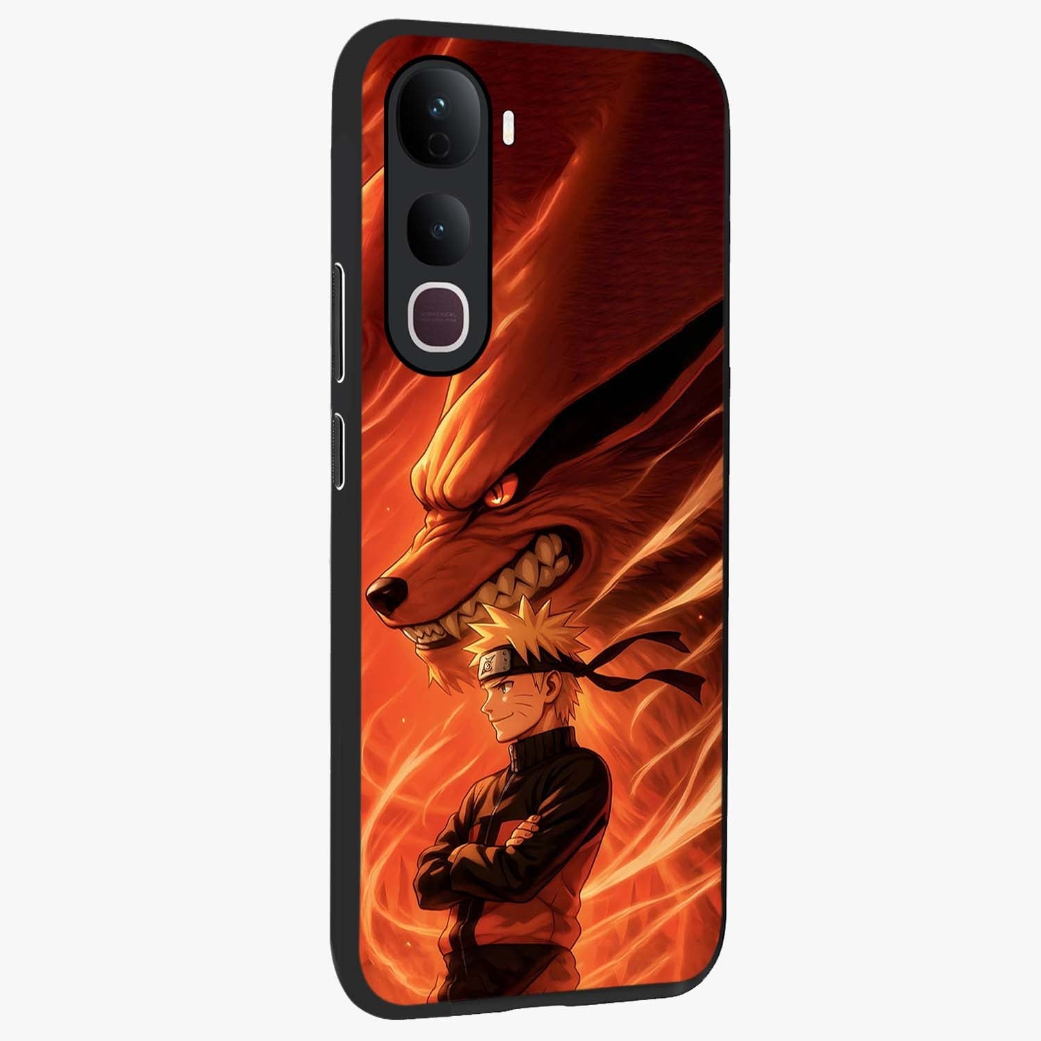 Nine Tails Legacy Glass Case upright view showcasing dramatic nine-tails artwork with intense anime themed design.