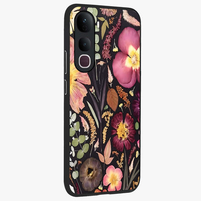 Petal Dream Tapestry Glass Case upright view showcasing detailed floral tapestry artwork with artistic nature theme.