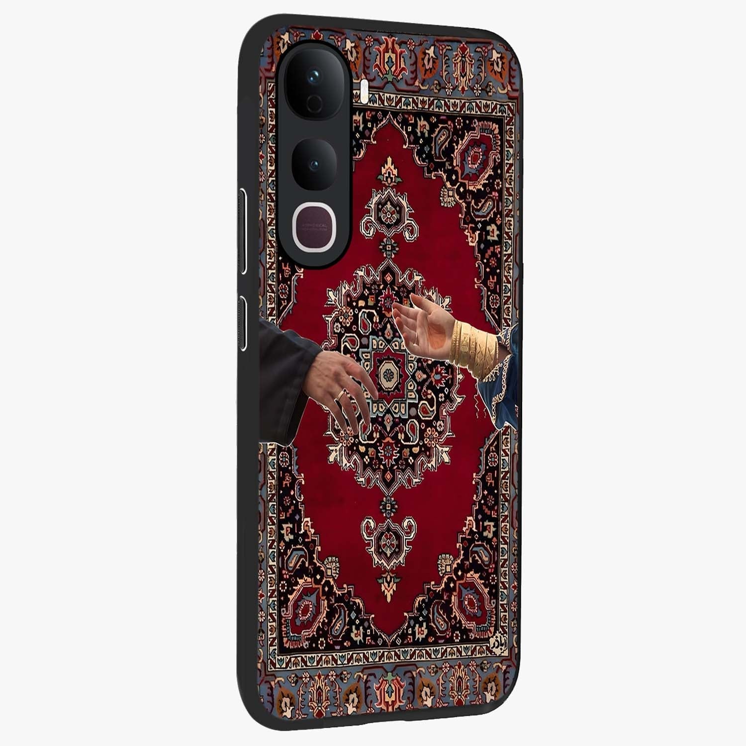 Royal Touch Reach Glass Case upright view showcasing stylish royal inspired artwork with graceful theme.