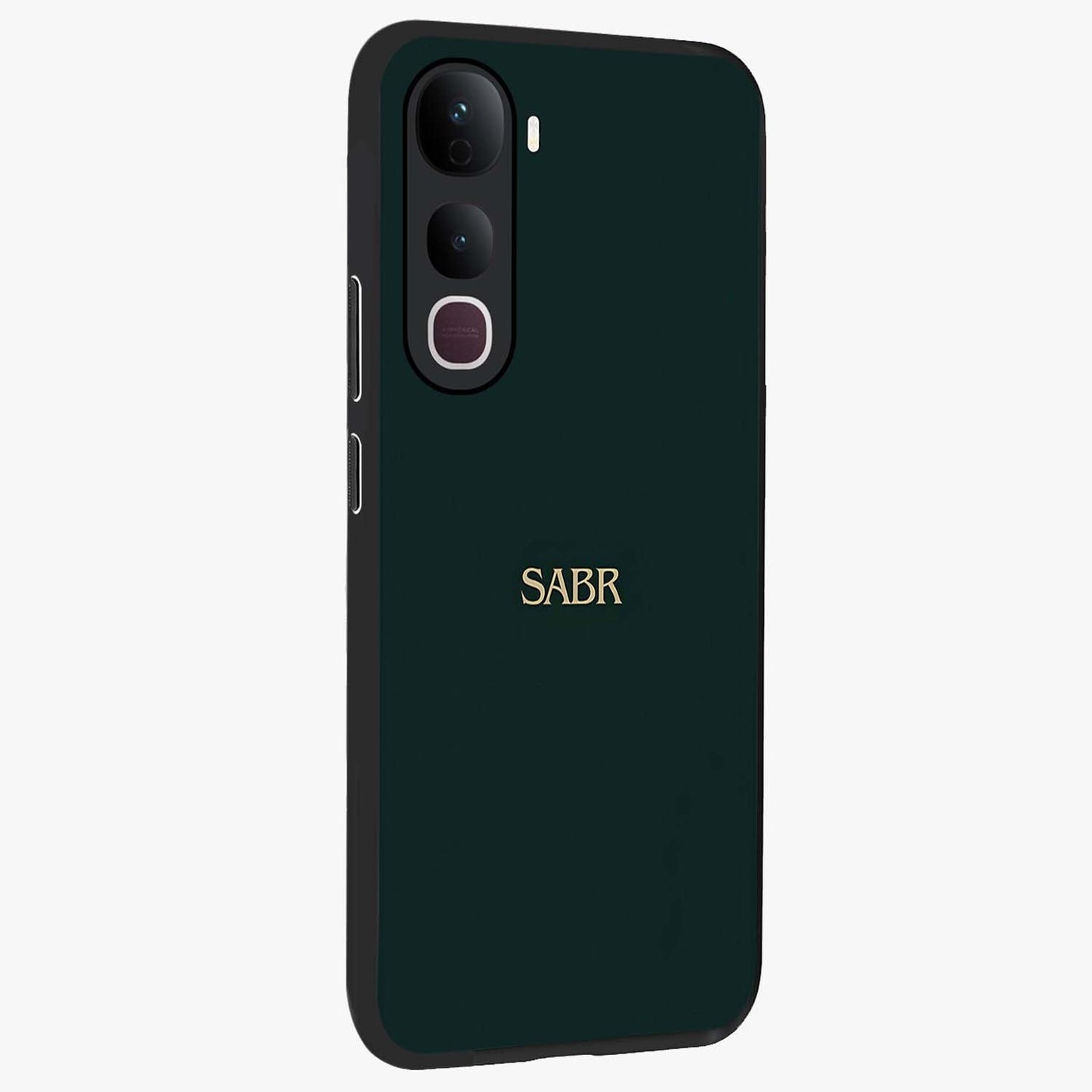 Sabr Minimal Patience Glass Case upright view showcasing calm minimalist artwork with motivational patience theme.