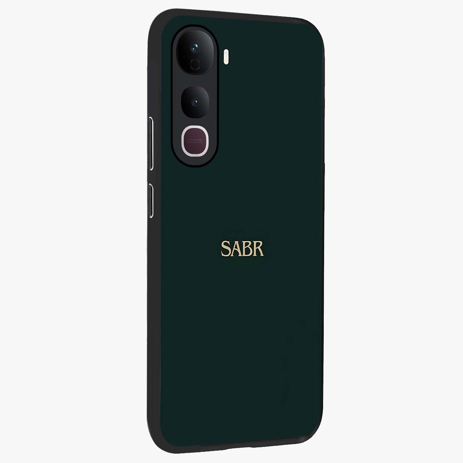 Sabr Minimal Patience Glass Case upright view showcasing calm minimalist artwork with motivational patience theme.