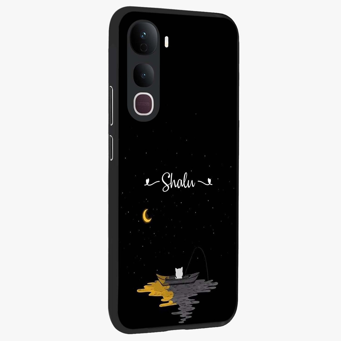 Silent Night Row Glass Case upright view showcasing tranquil night artwork with serene landscape theme.