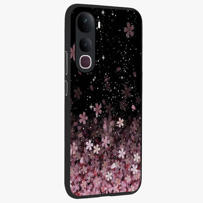 Small Starry Flowers Glass Case upright view showcasing charming floral artwork with dreamy starry theme.