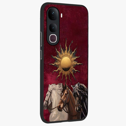 Solar Riders Glass Case upright view showcasing energetic rider artwork with bold adventure theme.