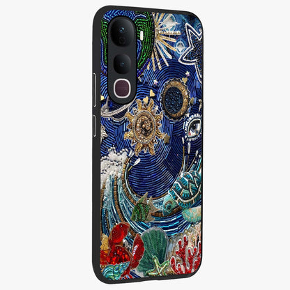 Universe Underwater Spark Glass Case upright view showcasing magical underwater galaxy artwork with vibrant cosmic theme.