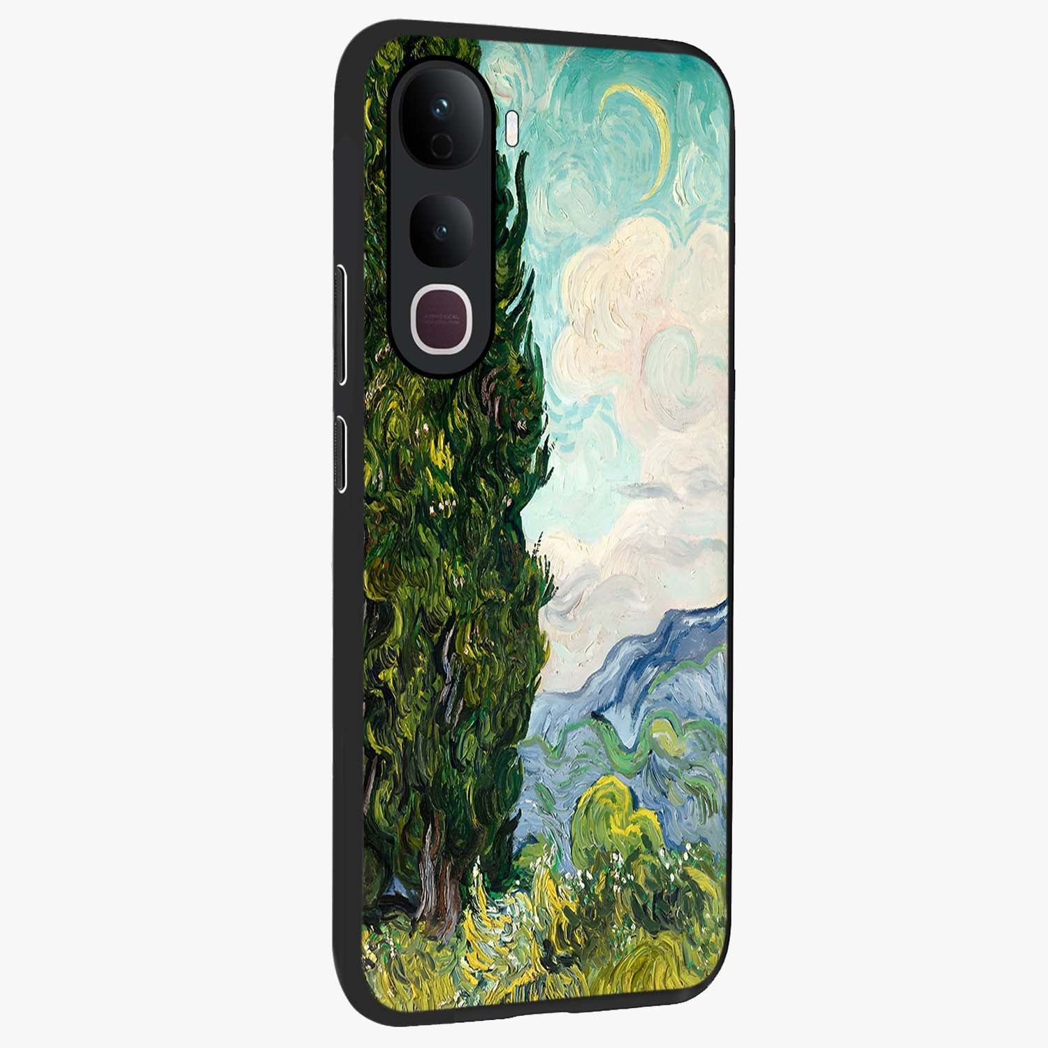 Van Gogh Vintage Art Glass Case upright view showcasing elegant vintage painting artwork with artistic heritage theme.