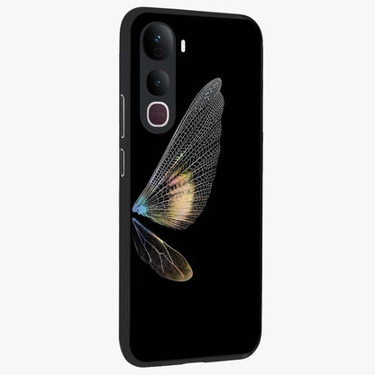 Whispers Of Wings Glass Case upright view showcasing elegant wing artwork with light airy theme.
