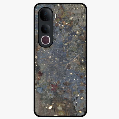 Aesthetic Astrolophia Glass Case showing flat back view with dreamy aesthetic design and glossy glass finish.