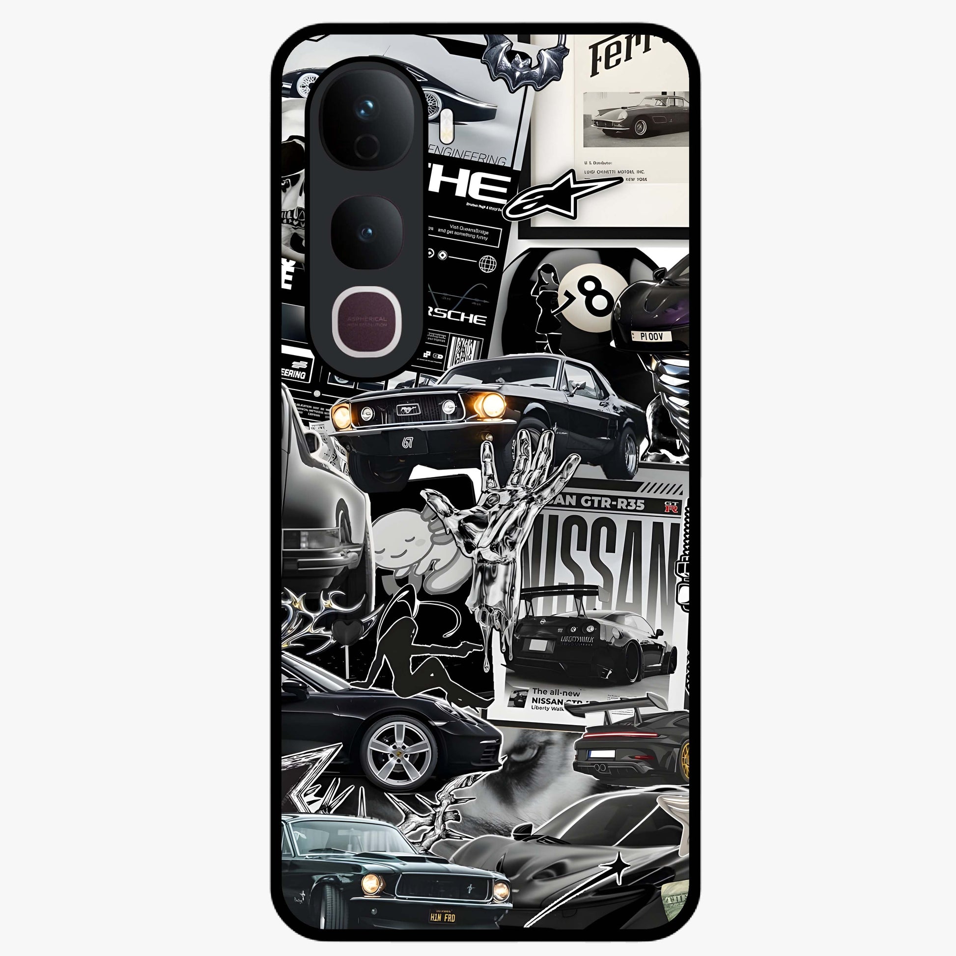 Aesthetic Dark Love Glass Case showing flat back view with dark romantic artwork and glossy glass finish.