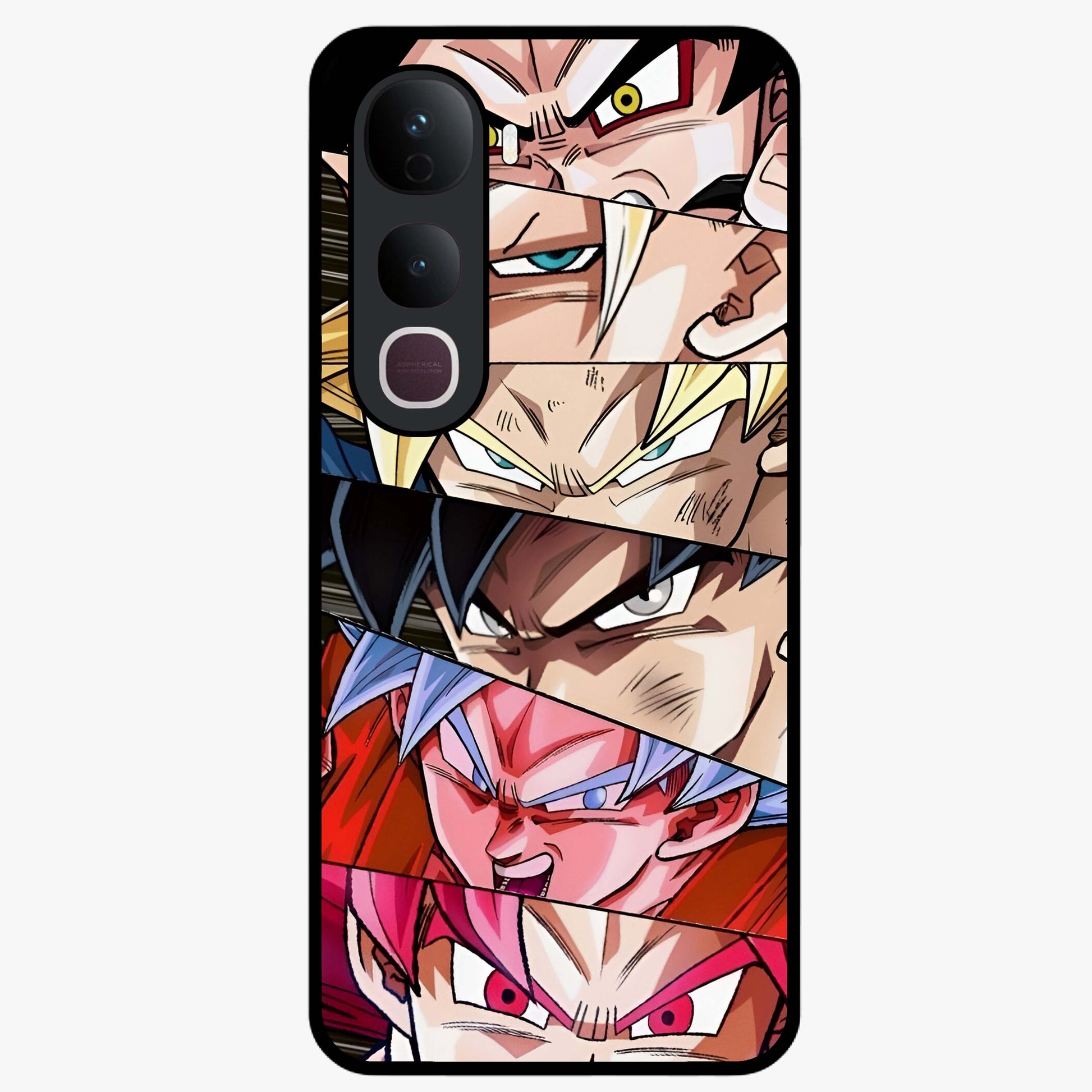 Anime Character Glass Case showing flat back view with vibrant anime artwork and glossy glass finish.