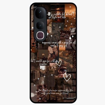 Bittersweet Aesthetic Chaos Glass Case showing flat back view with artistic chaotic aesthetic design and glossy glass finish.