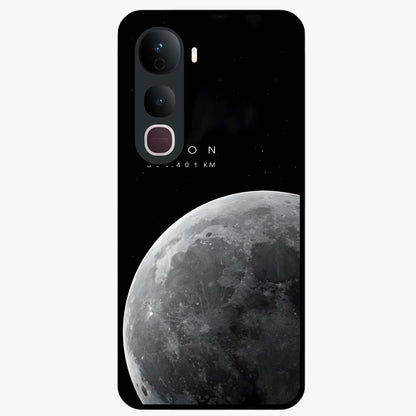 Cosmic Moon Glow Glass Case showing flat back view with glowing moon artwork and glossy glass finish.
