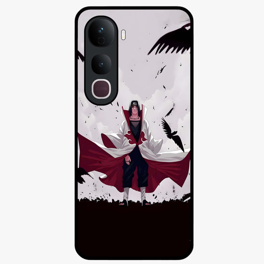 Crimson Crow Ascension Glass Case showing flat back view with mystical crow artwork and glossy glass finish.