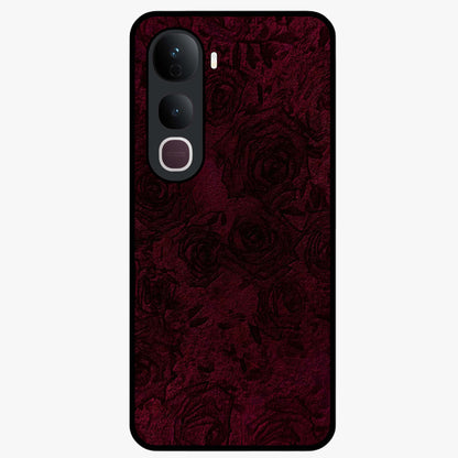 Crimson Fade Flow Glass Case showing flat back view with flowing crimson gradient artwork and glossy glass finish.