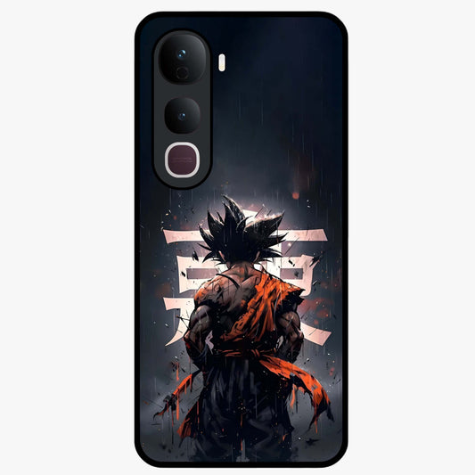 Dark Warrior In Rain Glass Case showing flat back view with warrior artwork in rainy atmosphere and glossy glass finish.