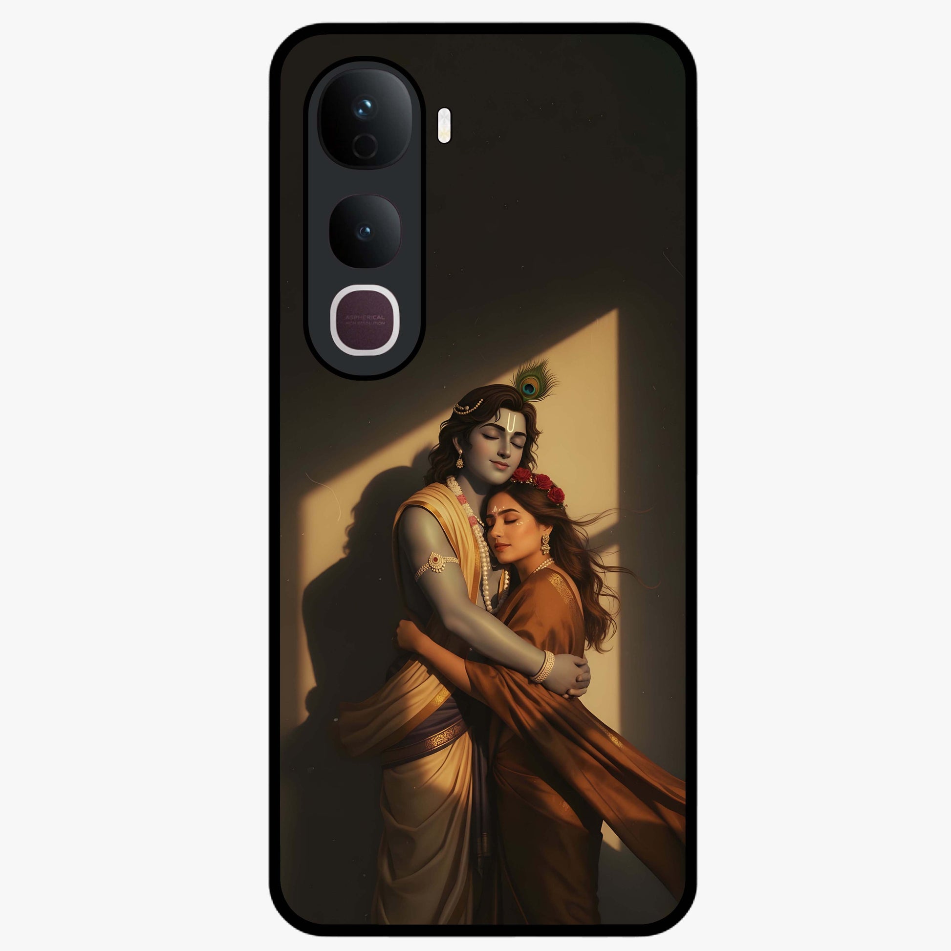 Divine Eternal Love Glass Case showing flat back view with spiritual love themed artwork and glossy glass finish.