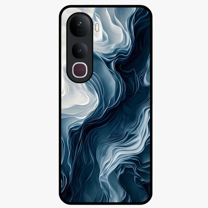 Ethereal Paper Marble Glass Case showing flat back view with soft marble paper texture artwork and glossy glass finish.