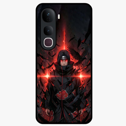 Focused Blade Discipline Glass Case showing flat back view with warrior sword themed artwork and glossy glass finish.
