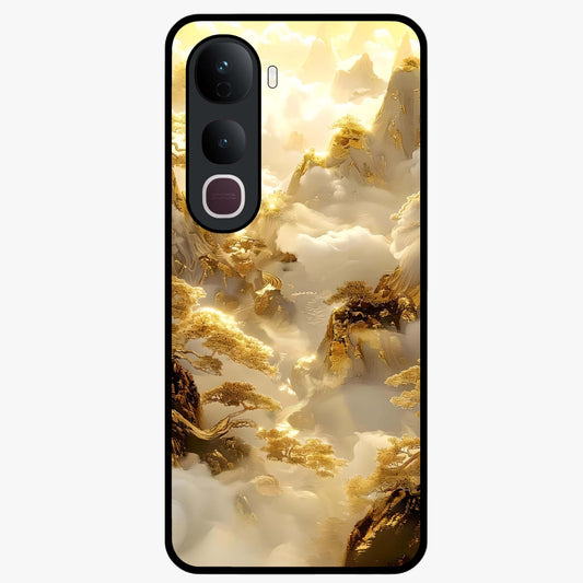 Gates Of Illumination Glass Case showing flat back view with mystical illuminated gate artwork and glossy glass finish.