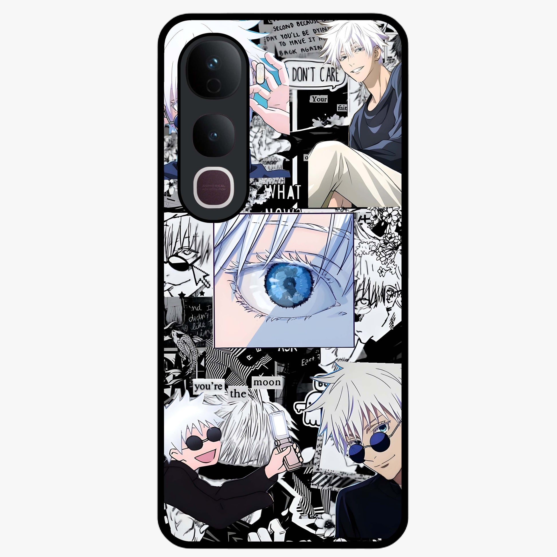 Infinity Sorcerer Chaos Glass Case showing flat back view with mystical sorcerer themed artwork and glossy glass finish.