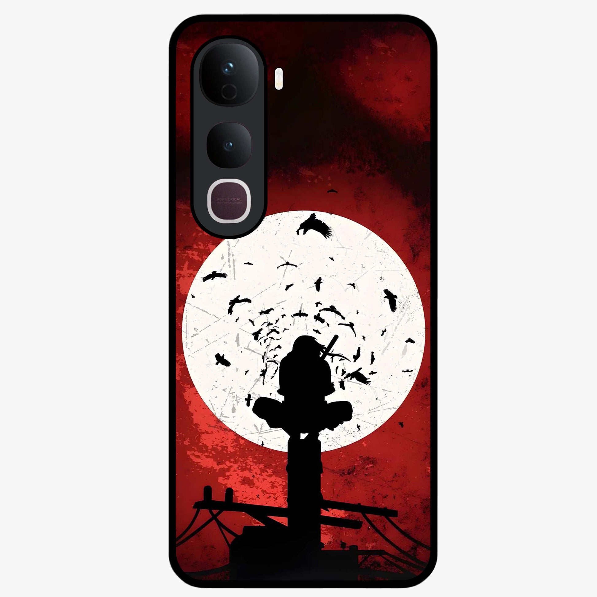 Itachi Limited Edition Naruto Anime Glass Case showing flat back view with iconic anime character artwork and glossy glass finish.