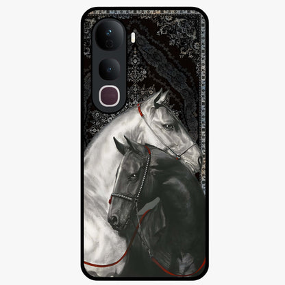 Majestic Ride Legacy Glass Case showing flat back view with powerful automotive inspired artwork and glossy glass finish.