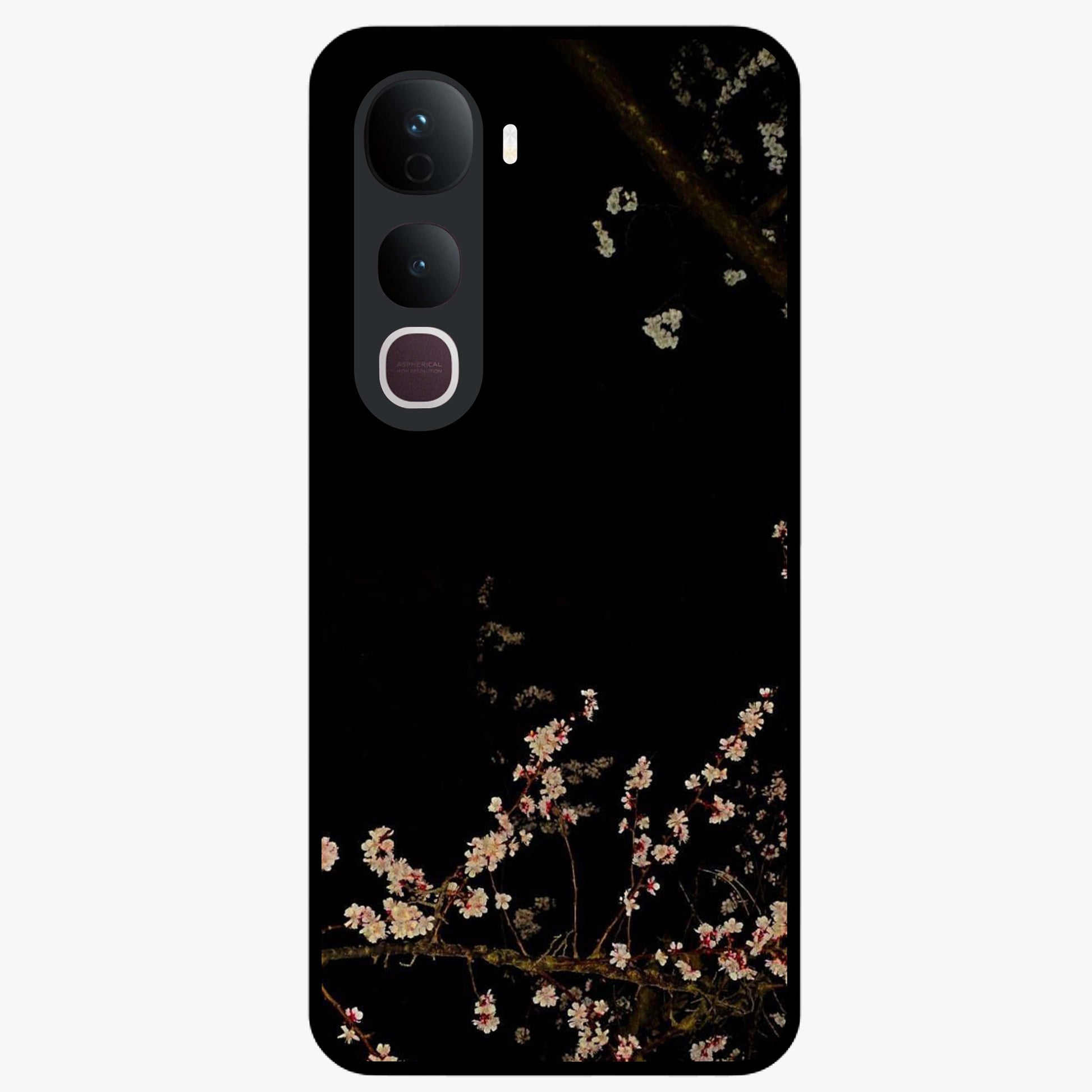 Petal Moon Light With Custom Name Glass Case showing flat back view with floral moonlight artwork and personalized name design.