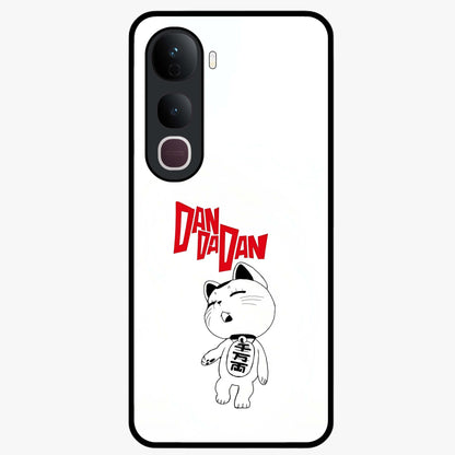 Playful Spirit Charm Glass Case showing flat back view with cheerful charm themed artwork and glossy glass finish.