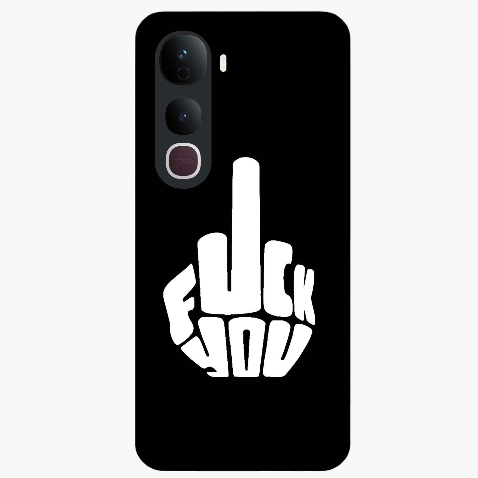 Rebel Mode On Glass Case showing flat back view with bold rebellious typography artwork and glossy glass finish.