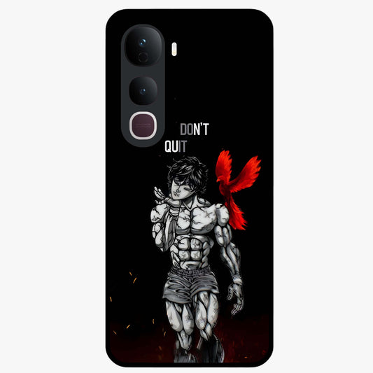 Rise Beyond Limits Glass Case showing flat back view with motivational typography artwork and glossy glass finish.