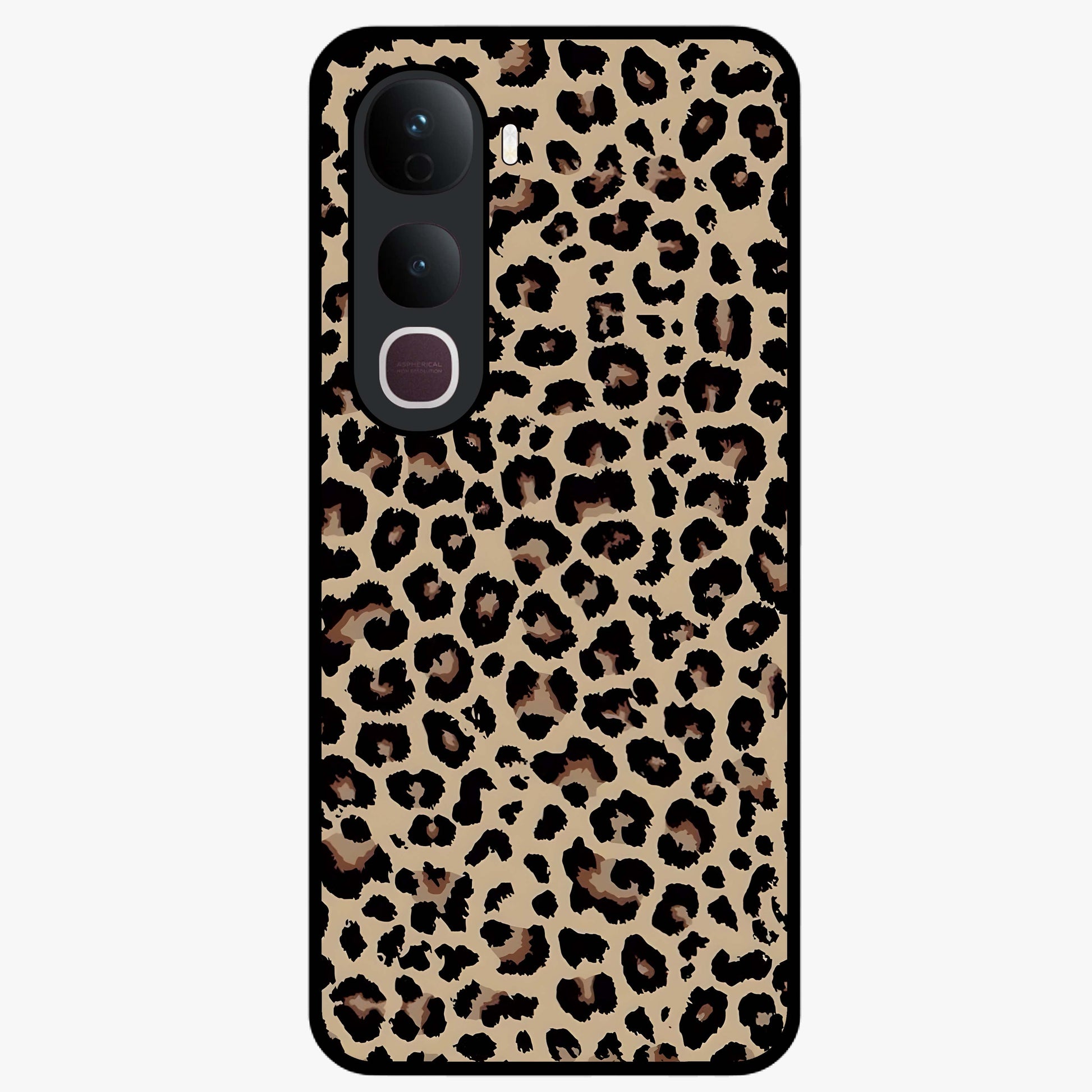 Savage Chic Pattern Glass Case showing flat back view with stylish patterned artwork and glossy glass finish.