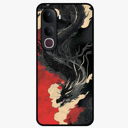 Shadow Dragon Fury Glass Case showing flat back view with fierce dragon artwork and glossy glass finish.