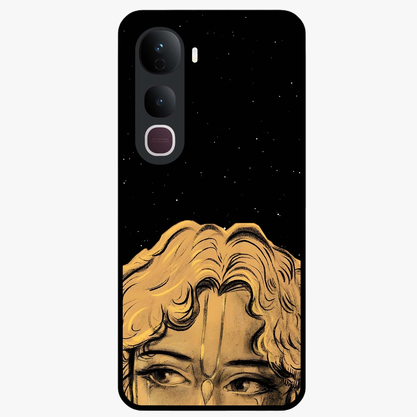 Shri Krishna Art Glass Case showing flat back view with devotional Krishna artwork and glossy glass finish.