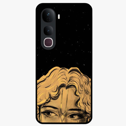 Shri Krishna Art Glass Case showing flat back view with devotional Krishna artwork and glossy glass finish.