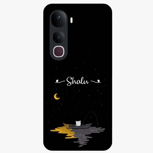 Silent Night Row Glass Case showing flat back view with calm night themed artwork and glossy glass finish.