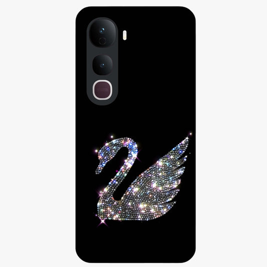 Starlit Swan Grace Glass Case showing flat back view with graceful swan artwork under starry sky and glossy glass finish.