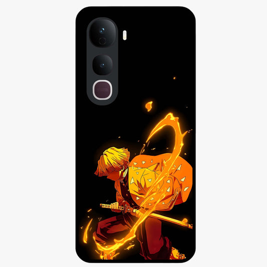 Thunder Flame Execution Glass Case showing flat back view with powerful flame and lightning artwork and glossy glass finish.