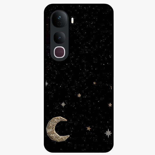 Twinkle Star With Half Moon Glass Case showing flat back view with star and half moon artwork and glossy glass finish.