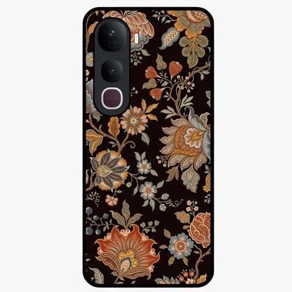 Vintage Floral Dream Glass Case showing flat back view with classic floral artwork and glossy glass finish.